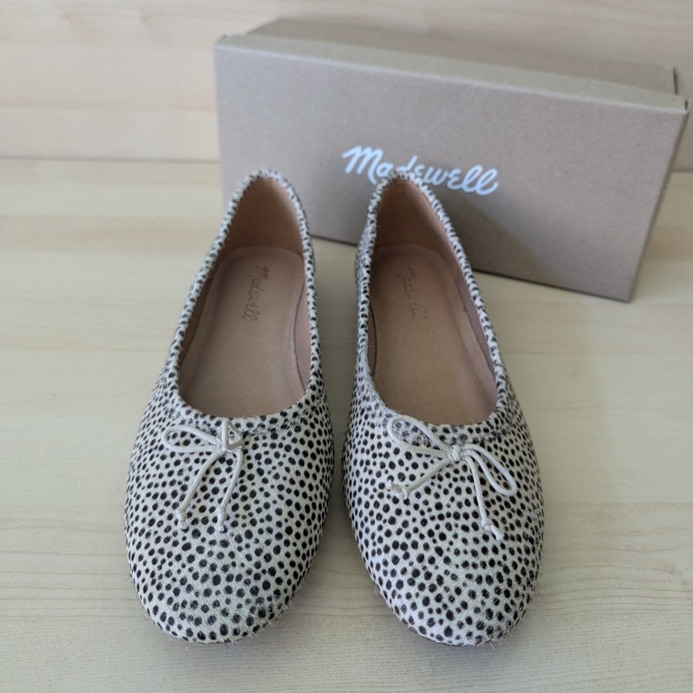Madewell Adelle Ballet Flat Calf Hair Polka Dot Cheetah Print w/box